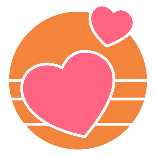 Dois corações em círculo sobre um fundo laranja Desenho PNG