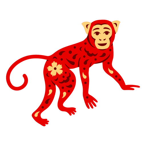 Lebendiges rotes Affendesign für die Feier zum Neujahrsfest PNG-Design