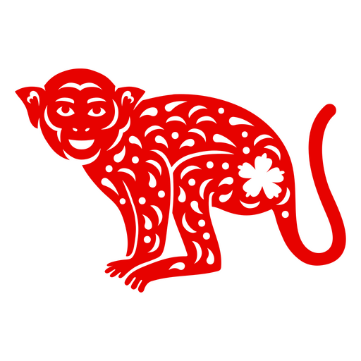Diseño de silueta de mono rojo juguetón Diseño PNG