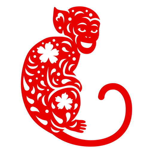 Kompliziertes Design der roten Affensilhouette PNG-Design