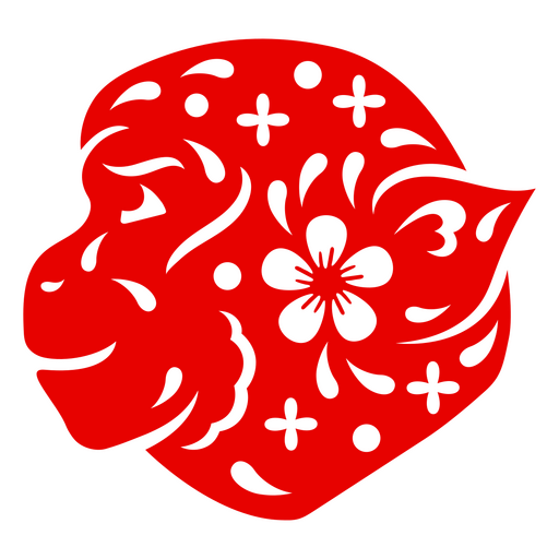 Silhueta vibrante de macaco com detalhes florais Desenho PNG
