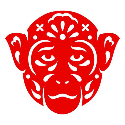 Artistic red monkey face design PNG Design