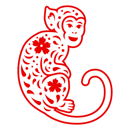 Diseño de mono caprichoso con patrones florales. Diseño PNG