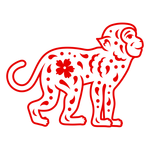 Silhueta vibrante de macaco com design de padrão floral Desenho PNG