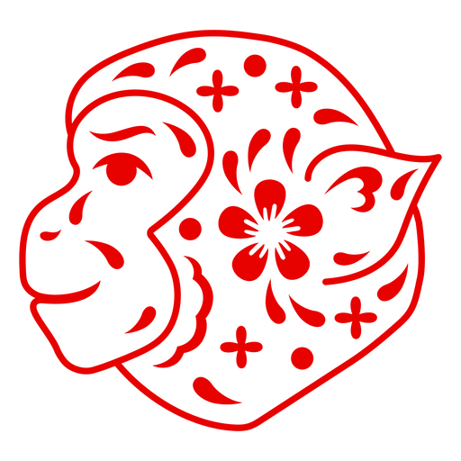 Red monkey head PNG Design