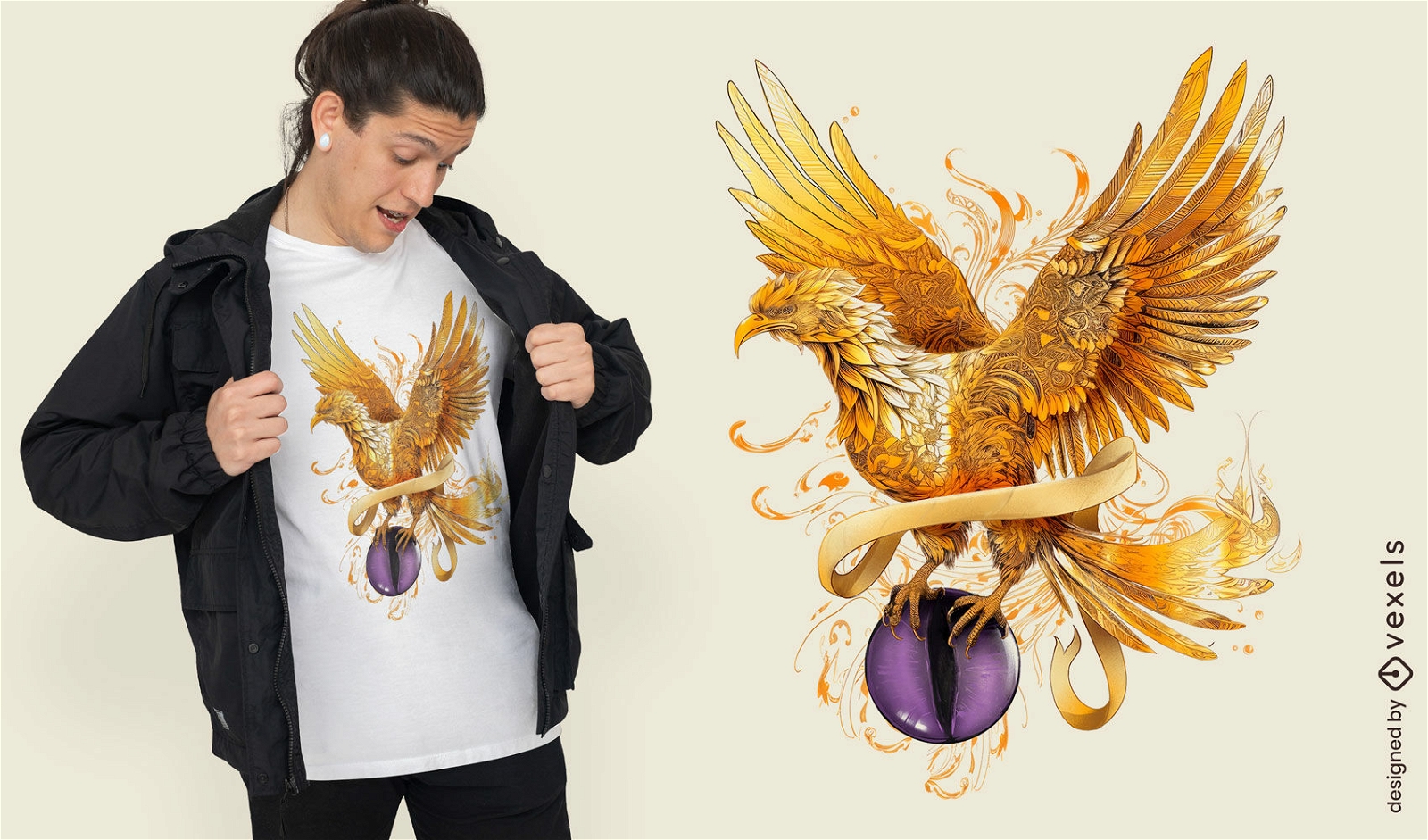 Majestätisches fliegendes Phönix-T-Shirt-Design