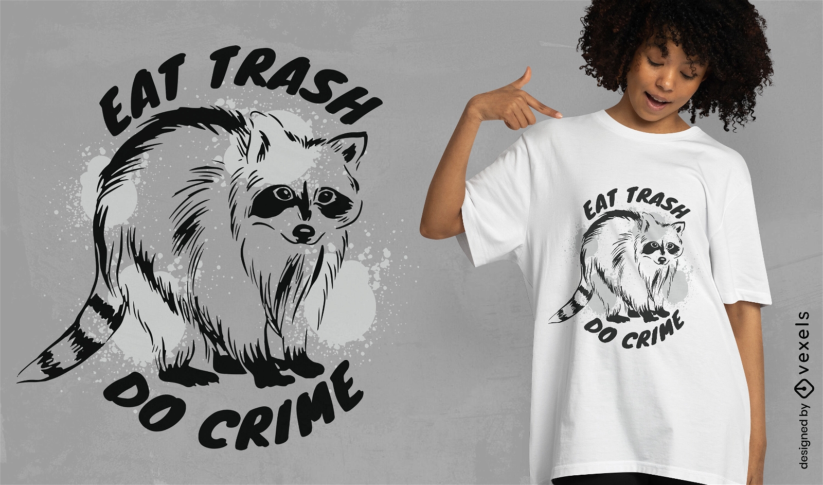 Diseño de camiseta divertida de animal mapache