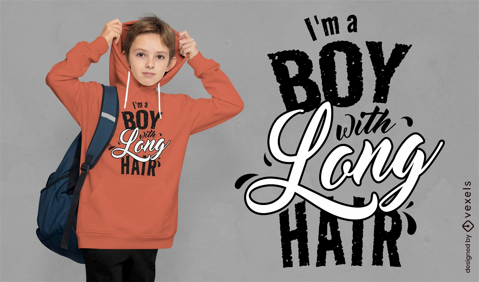 Boy with long hair t-shirt design