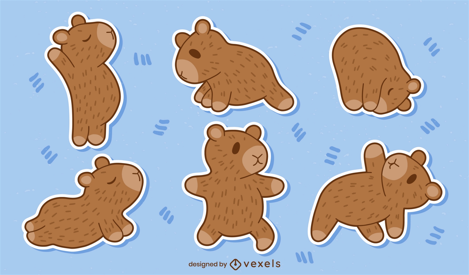 Capybara yoga character set