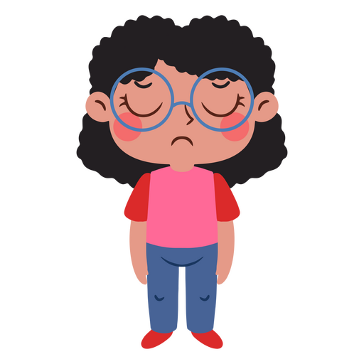 Garota de desenho animado com óculos em pé Desenho PNG