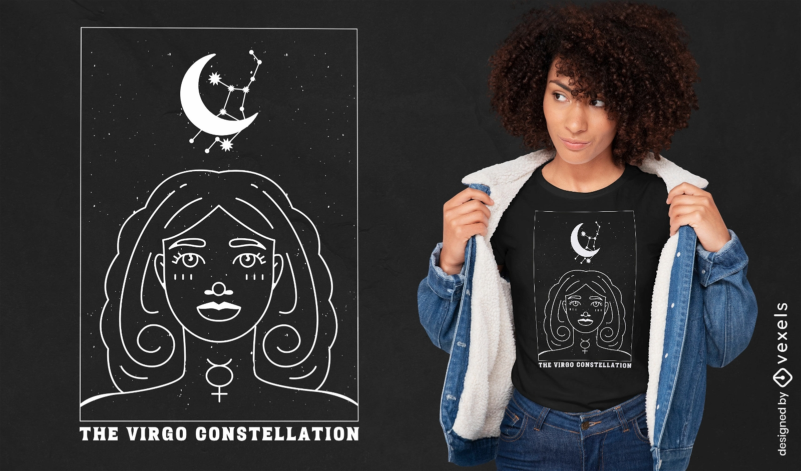 Design de camiseta com constelação de Virgem