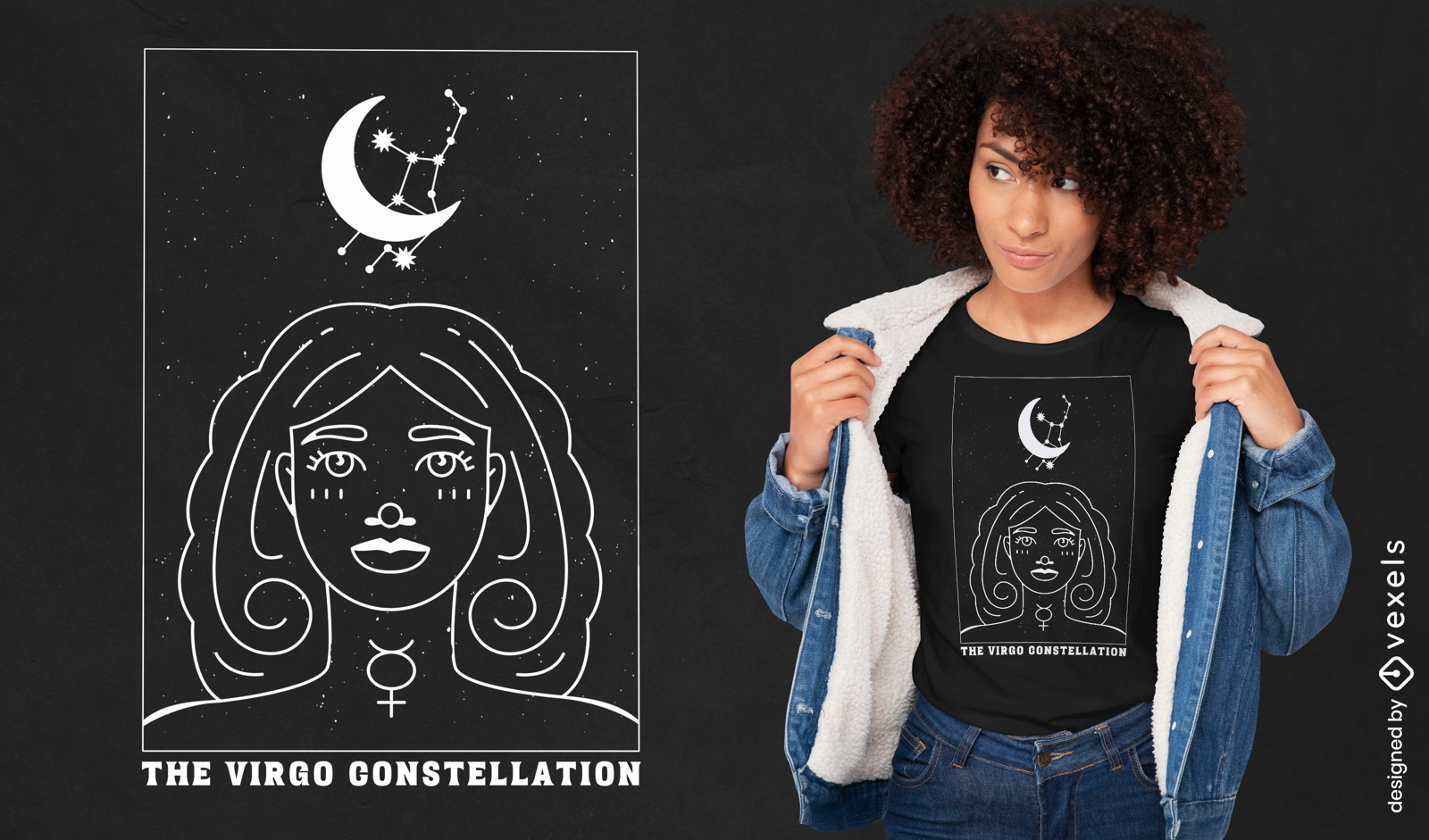 Diseño de camiseta de constelación de virgo.