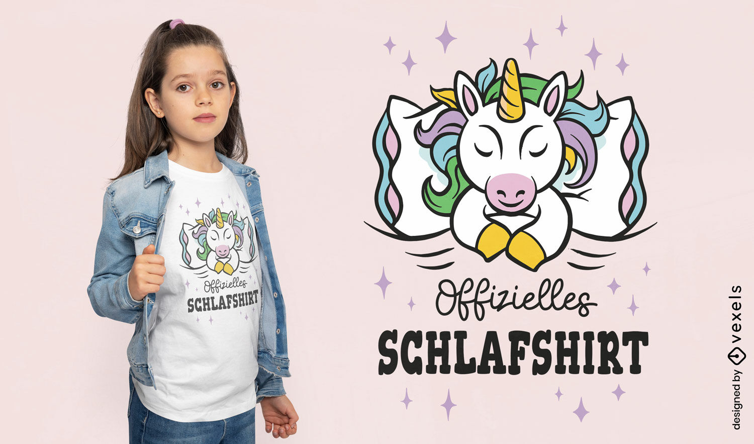 Diseño de camiseta de unicornio bebé durmiendo