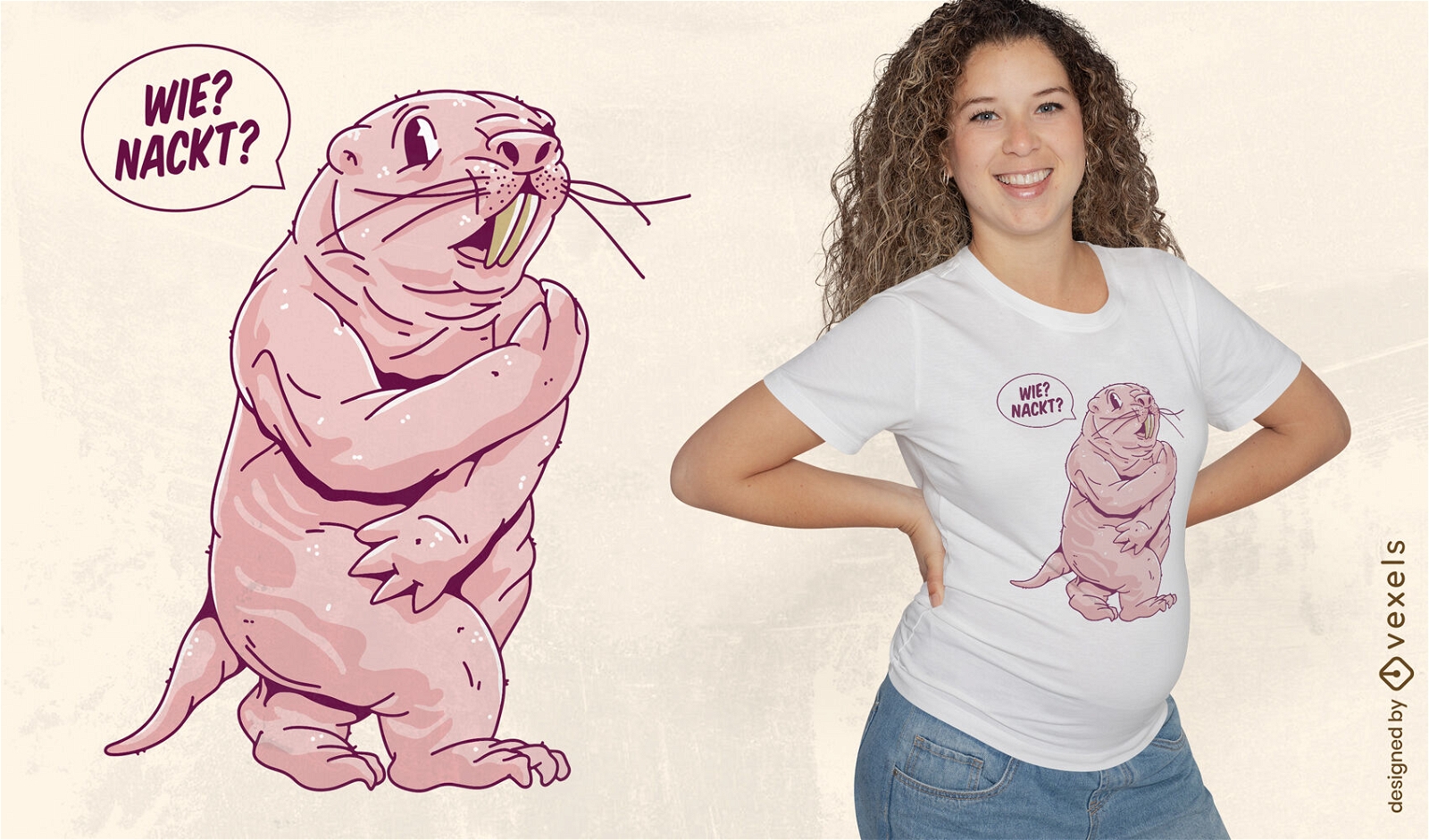 Design engraçado de camiseta de animal rato-toupeira