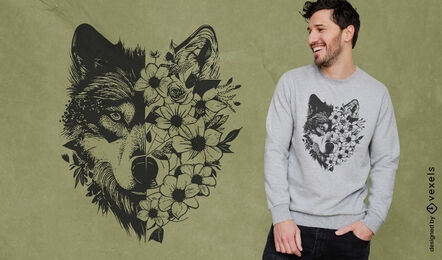 Floral Wolf T-shirt Design Vector Download