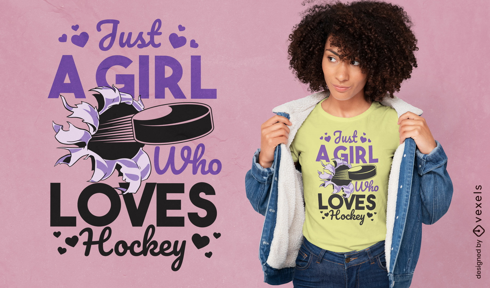 Girl who loves hockey t-shirt design