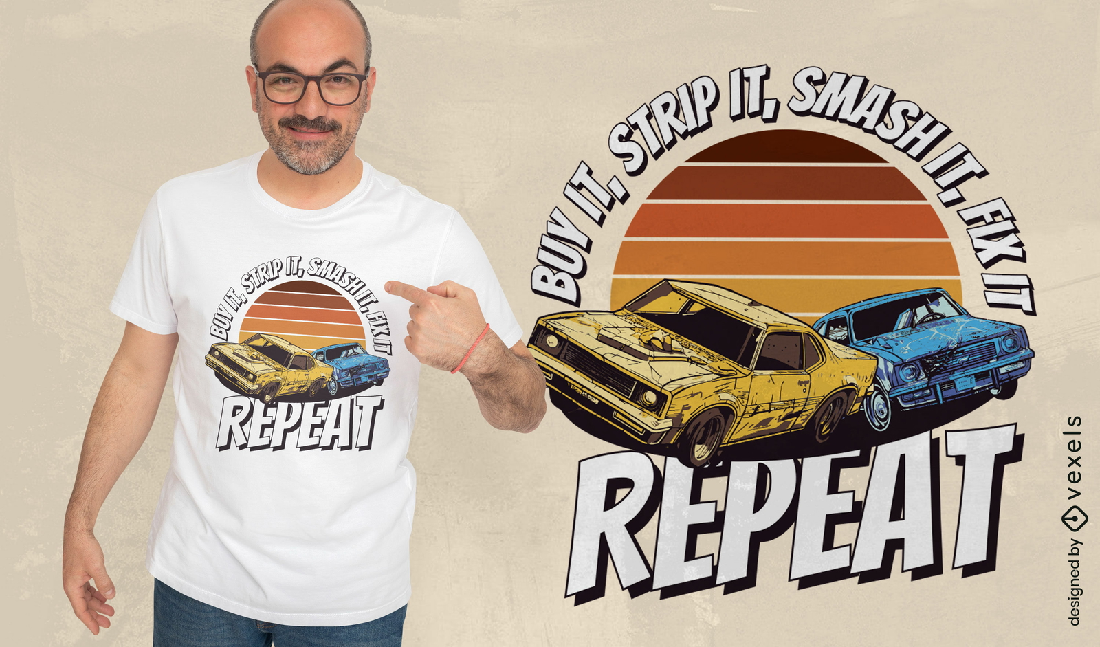 Design de camiseta de trabalho de mecânico de carro retrô