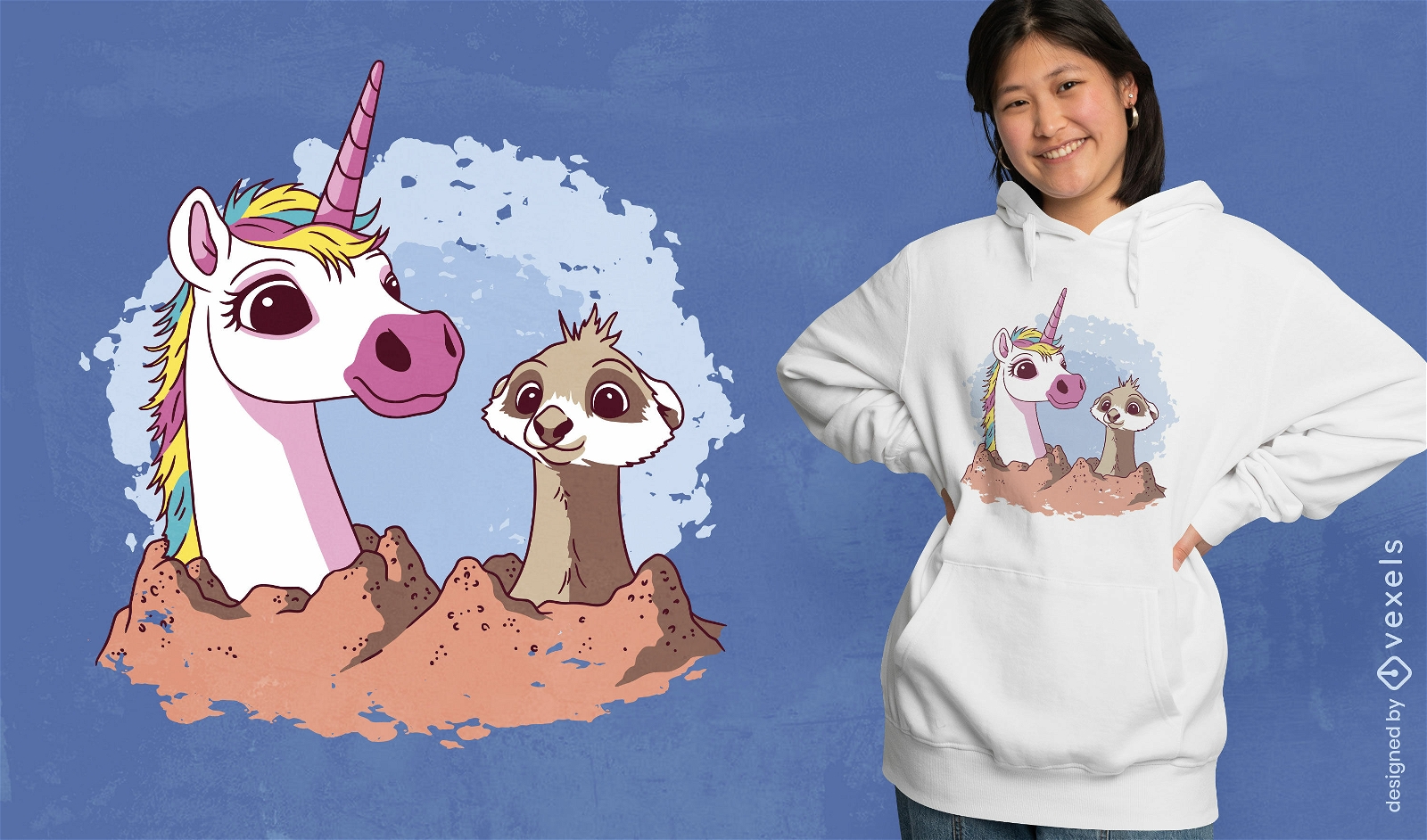 Unicorn and meerkat t-shirt design