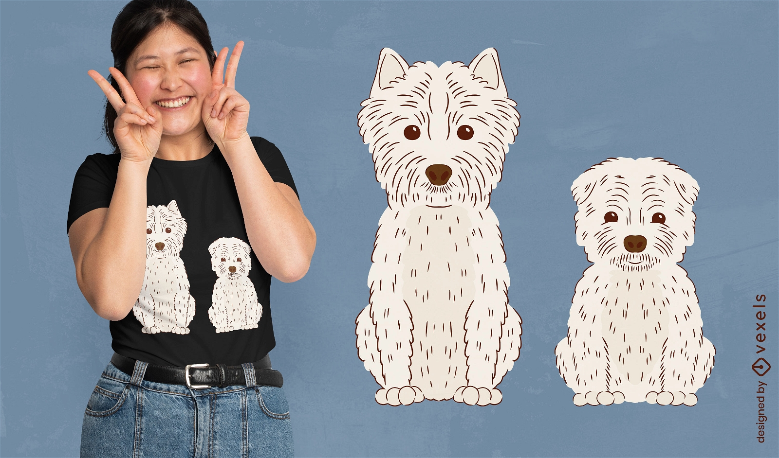 Design de camiseta de cães Westhighland terrier