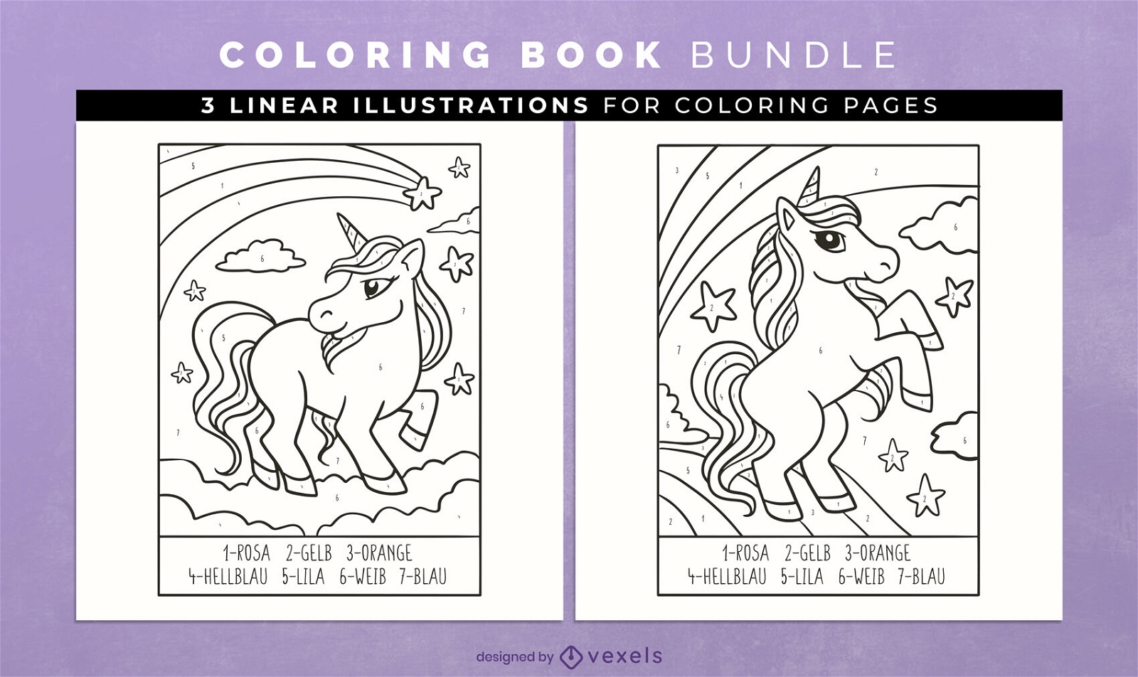 Adorable unicorn coloring book design pages