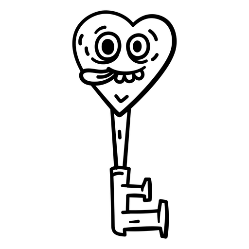 Design de chave de coração lúdico Desenho PNG