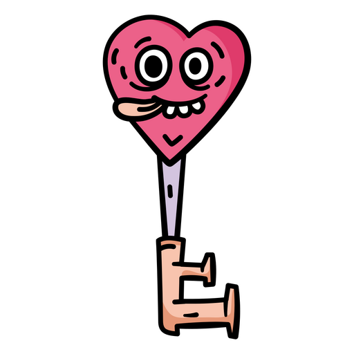 Cartoon heart shaped balloon with a knife attached to it PNG Design