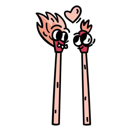 Two cartoon sticks with hearts on them PNG Design