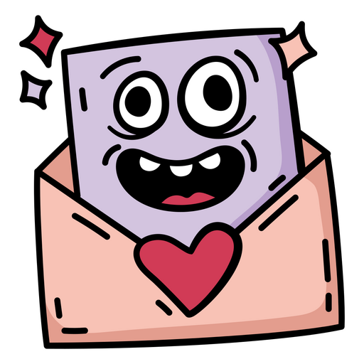 Playful cartoon love letter design PNG Design