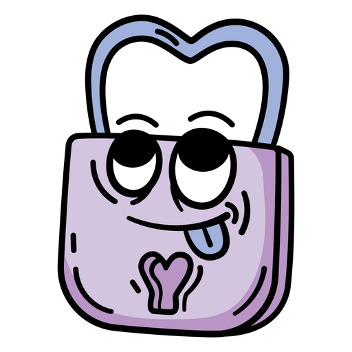 Cartoon lock with a tongue sticking out of it PNG Design