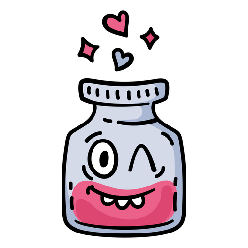 Cartoon-Glas Medizin mit einem Smiley-Gesicht PNG-Design