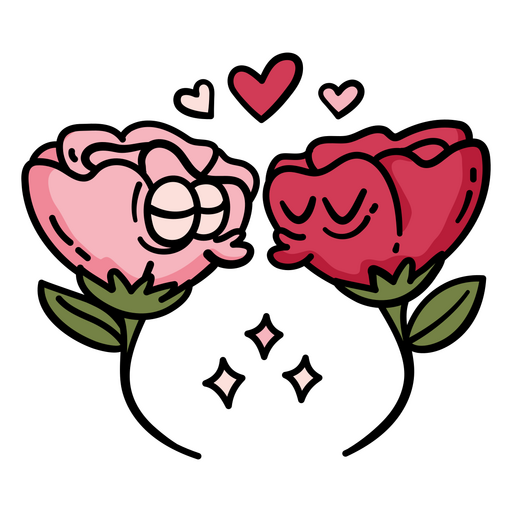 Dos rosas rosadas besándose Diseño PNG