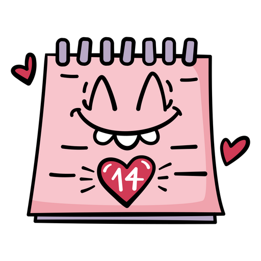 Pink calendar with the word valentine's day on it PNG Design