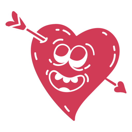 Diseño de corazón sonriente caprichoso con detalle de flecha para un diseño de ropa divertido. Diseño PNG