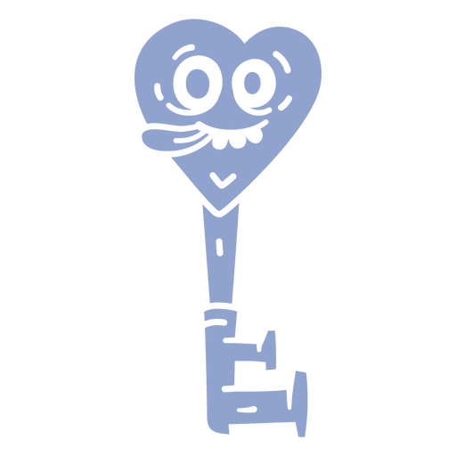 Cartoon key with a heart on it PNG Design