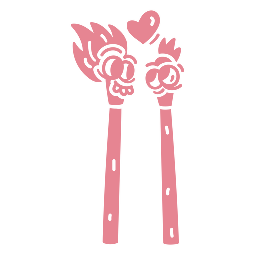 Playful cartoon-style love design with flames PNG Design