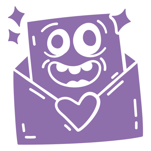 Envelope roxo com um coração Desenho PNG