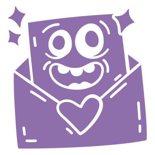 Purple envelope with a heart on it PNG Design