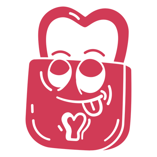 Cartoon red heart lock PNG Design