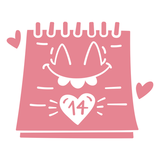 Calendário rosa com um coração Desenho PNG