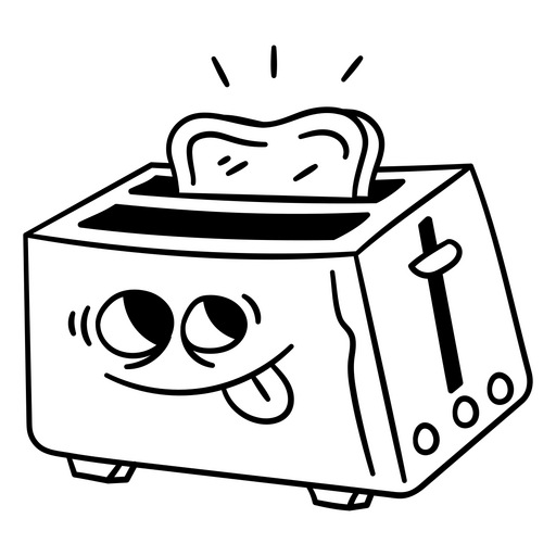 Design gráfico fofo de torradeira sorridente para decoração de cozinha Desenho PNG