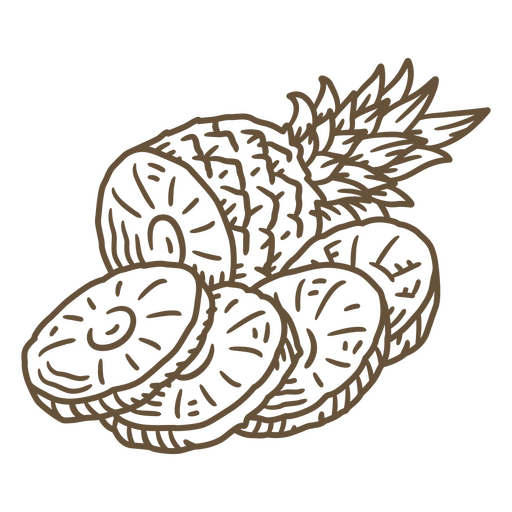 Desenho de um abacaxi fatiado Desenho PNG