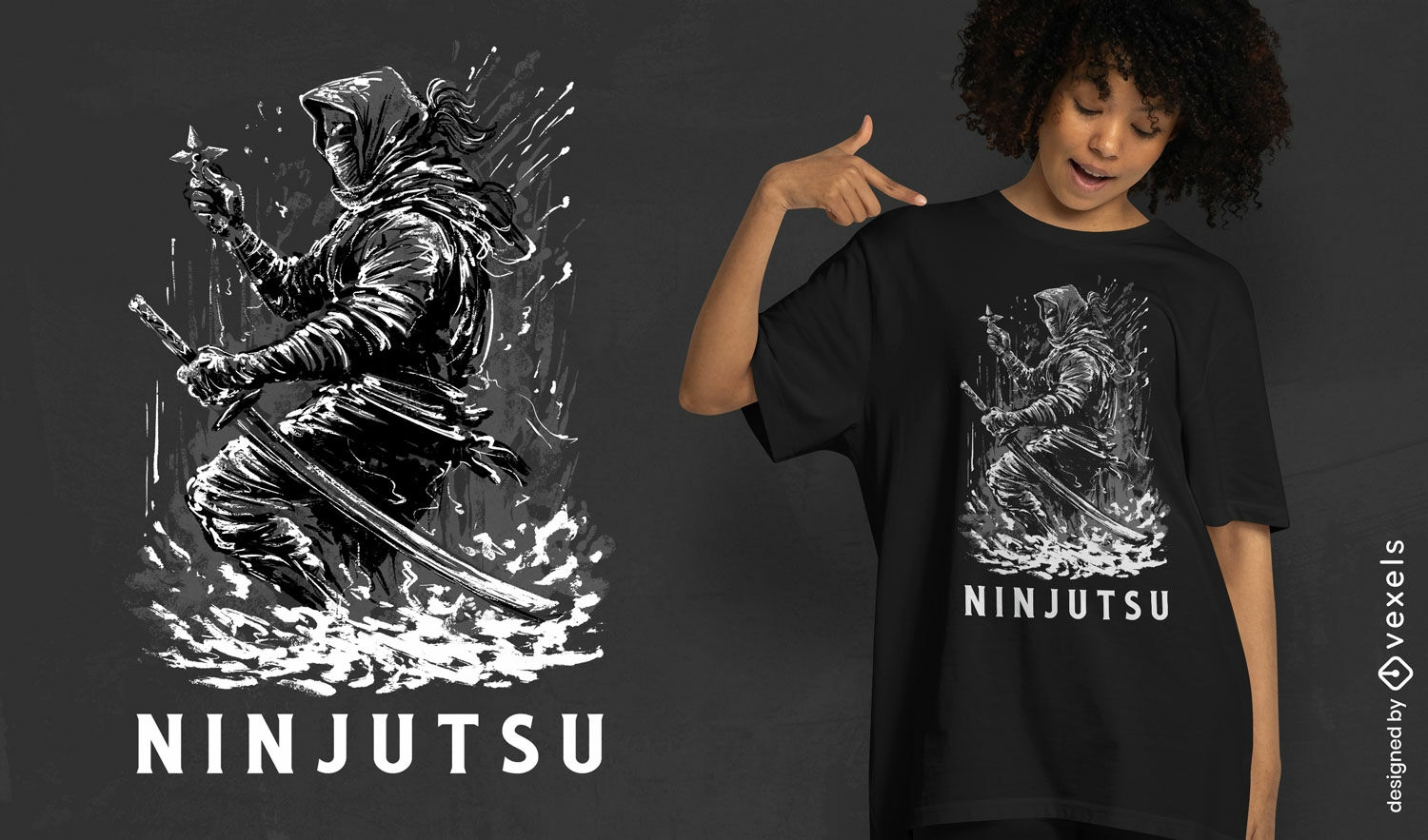 Ninja PSD T Shirt Designs & Mockup Templates