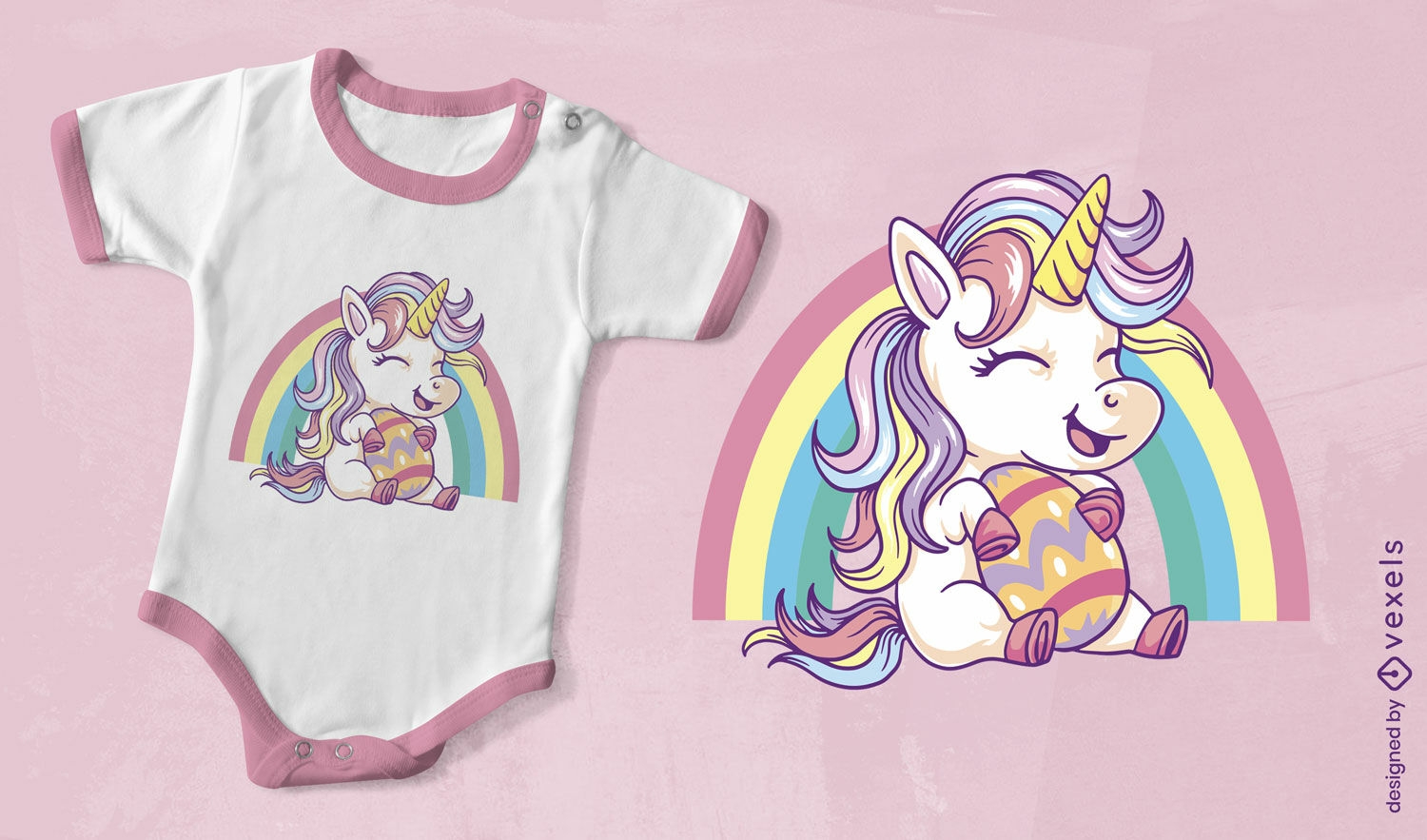 Diseño de camiseta de unicornio bebé de Pascua