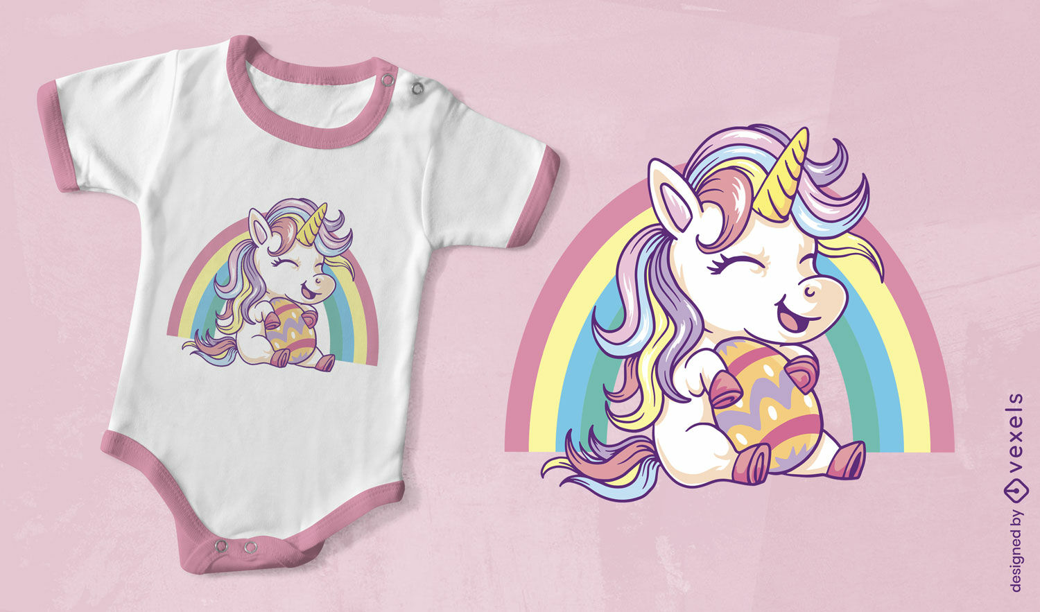 Diseño de camiseta de unicornio bebé de Pascua