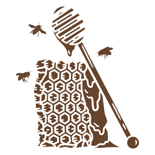 Beehive with a honeycomb and bees PNG Design