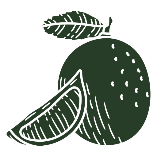 Desenho de uma laranja com uma folha Desenho PNG