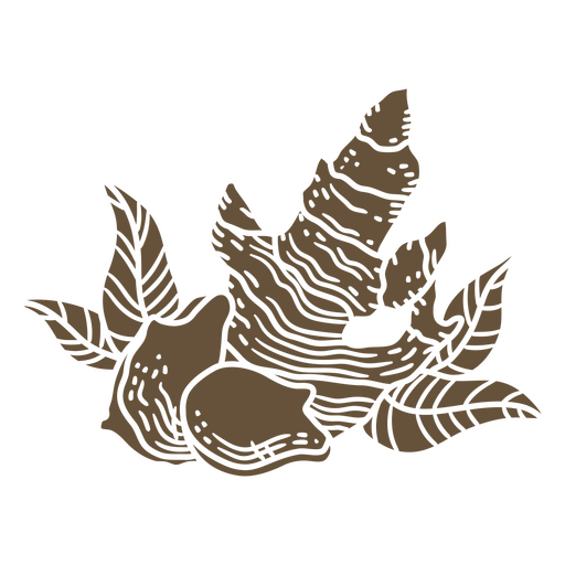 Elegante ilustración botánica de conchas marinas y hojas. Diseño PNG