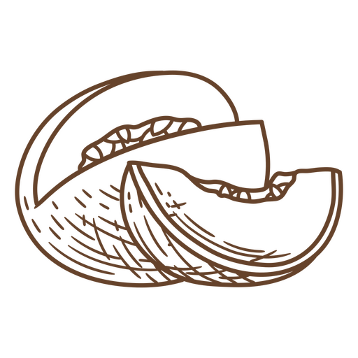 Hand drawn illustration of a cantaloupe PNG Design
