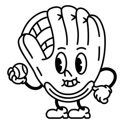Personagem de desenho animado brincalhão com luva de beisebol Desenho PNG