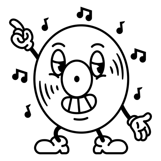Design de personagem de desenho animado divertido com notas musicais Desenho PNG